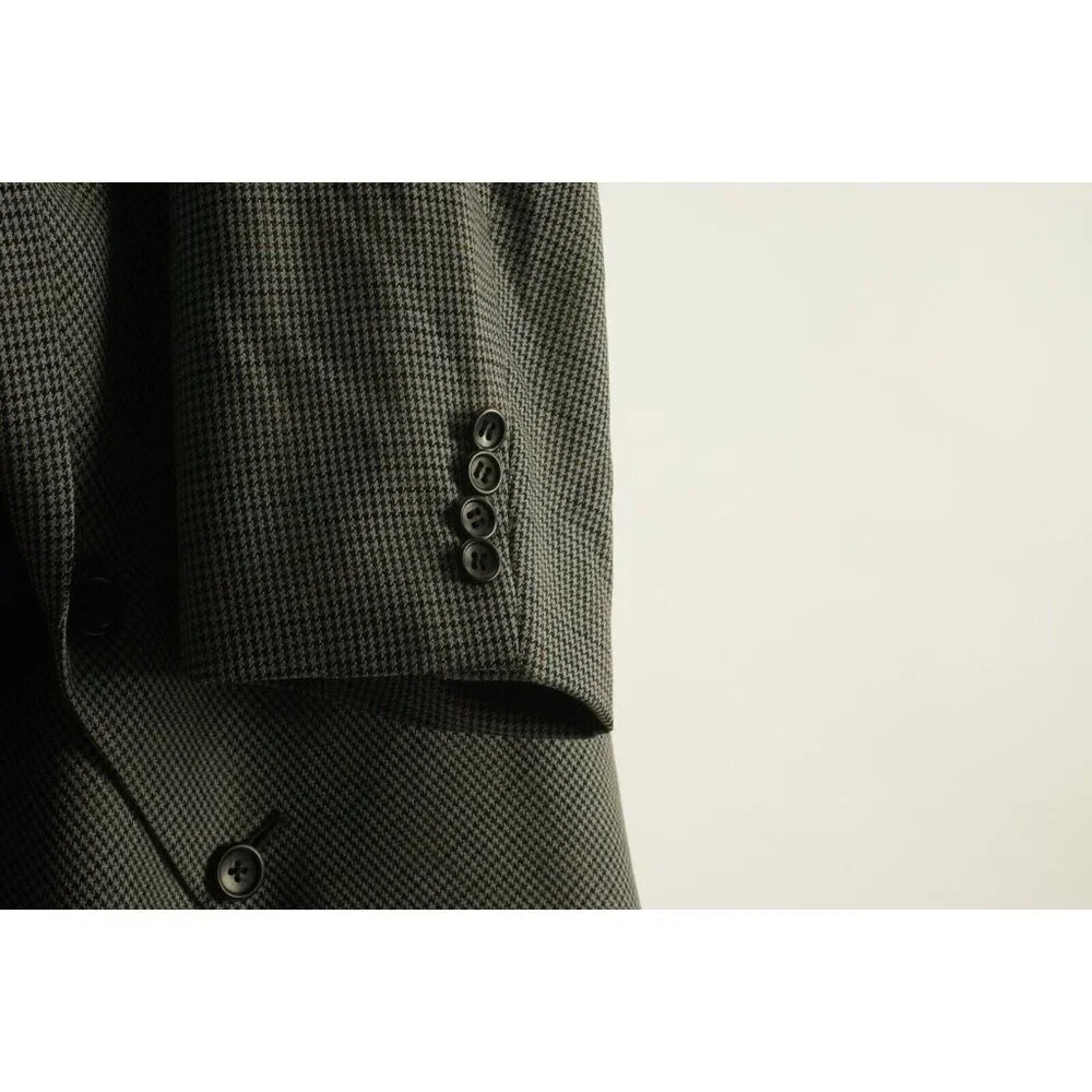 Lauren Ralph Lauren‎ Silk & Wool Mens 50R Gray Houndstooth Check Notch Blazer